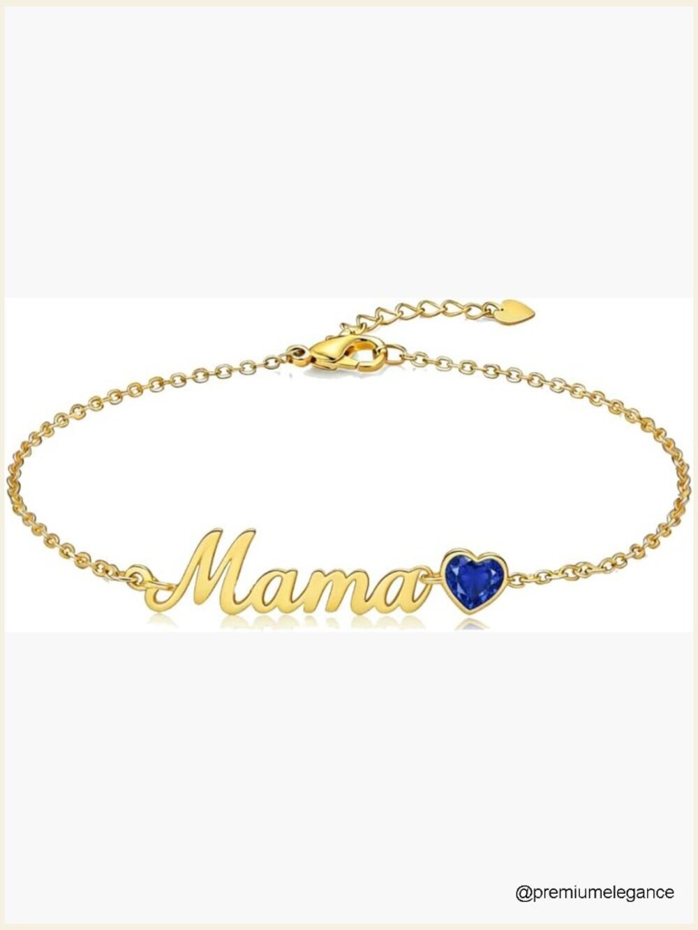 Mama Birthstone Bracelet Adjustable Mother Mom Charm 18K Yellow Gold